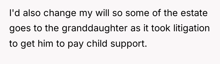 I'd also change my will so some of the estate...