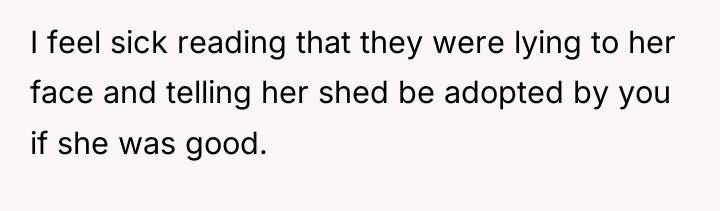I feel sick reading that they were lying to her...