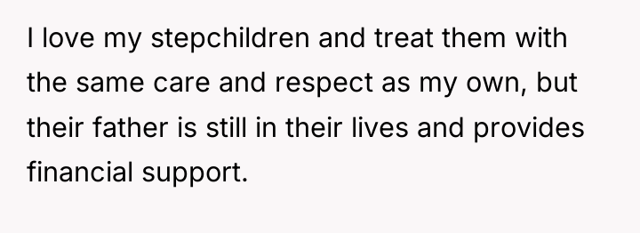 I love my stepchildren and treat them with the same...