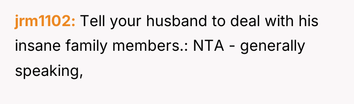 jrm1102 Tell your husband to deal with his insane family...
