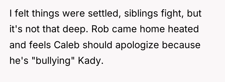 I felt things were settled, siblings fight, but it's not...