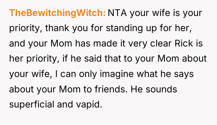 TheBewitchingWitch NTA your wife is your priority, thank you for...