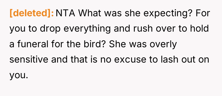 [deleted] NTA What was she expecting? For you to drop...