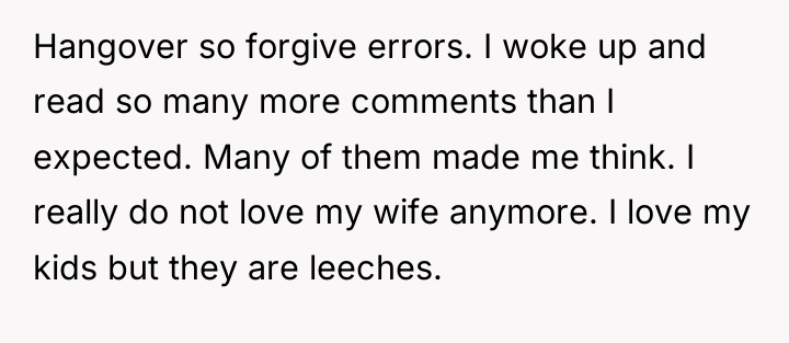 Hangover so forgive errors. I woke up and read so...