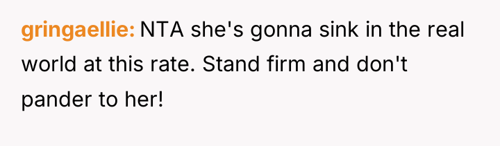 gringaellie NTA she's gonna sink in the real world at...
