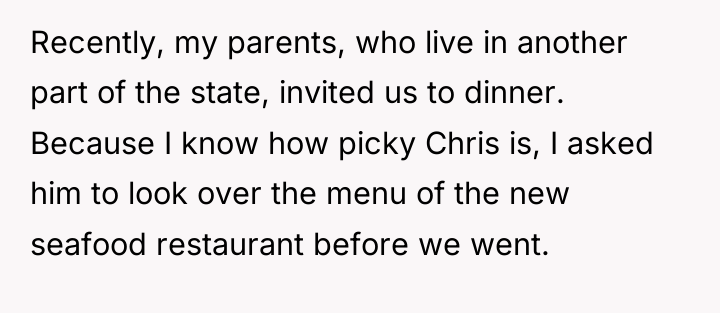 Recently, my parents, who live in another part of the...