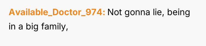 Available_Doctor_974 Not gonna lie, being in a big family,