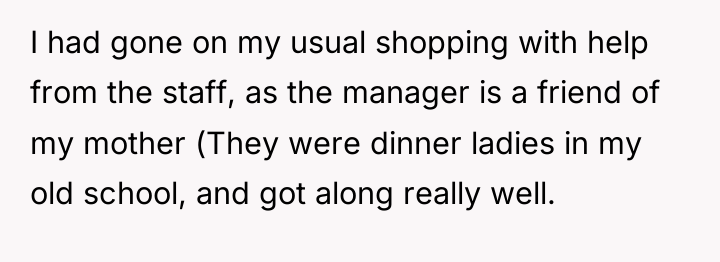 I had gone on my usual shopping with help from...