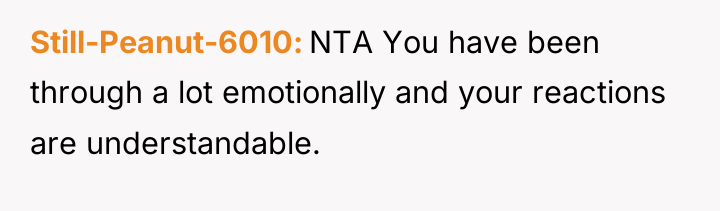 Still-Peanut-6010 NTA You have been through a lot emotionally and...