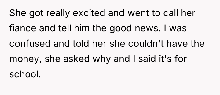 She got really excited and went to call her fiance...
