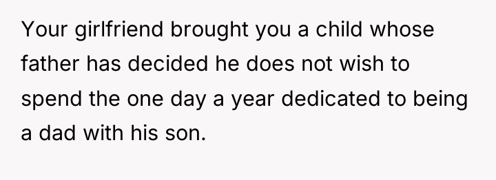 Your girlfriend brought you a child whose father has decided...
