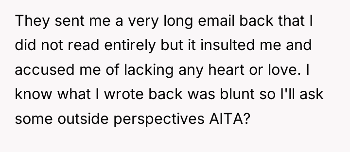 They sent me a very long email back that I...