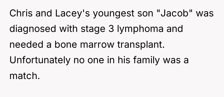 Chris and Lacey's youngest son "Jacob" was diagnosed with stage...