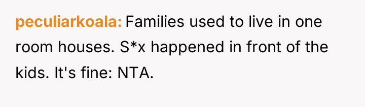 peculiarkoala Families used to live in one room houses. S*x...
