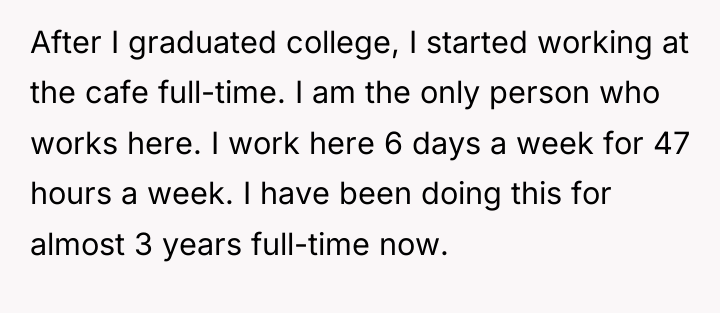 After I graduated college, I started working at the cafe...