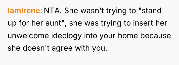 IamIrene NTA. She wasn't trying to "stand up for her...