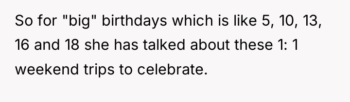 So for "big" birthdays which is like 5, 10, 13,...