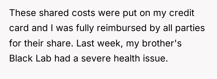 These shared costs were put on my credit card and...