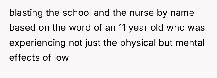 blasting the school and the nurse by name based on...