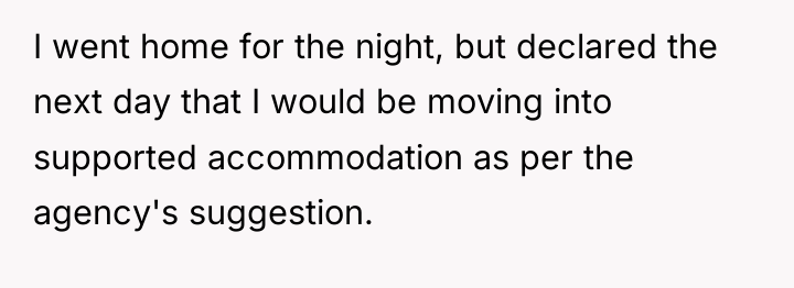 I went home for the night, but declared the next...