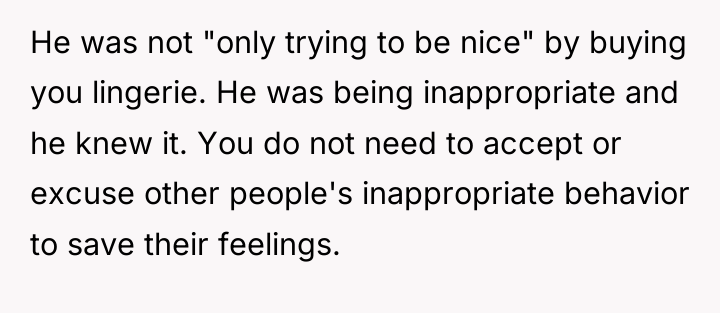 He was not "only trying to be nice" by buying...