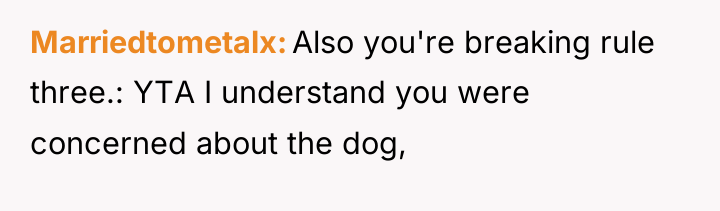 Marriedtometalx Also you're breaking rule three.: YTA I understand you...
