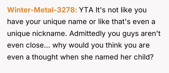 Winter-Metal-3278 YTA It's not like you have your unique name...