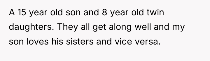 A 15 year old son and 8 year old twin...