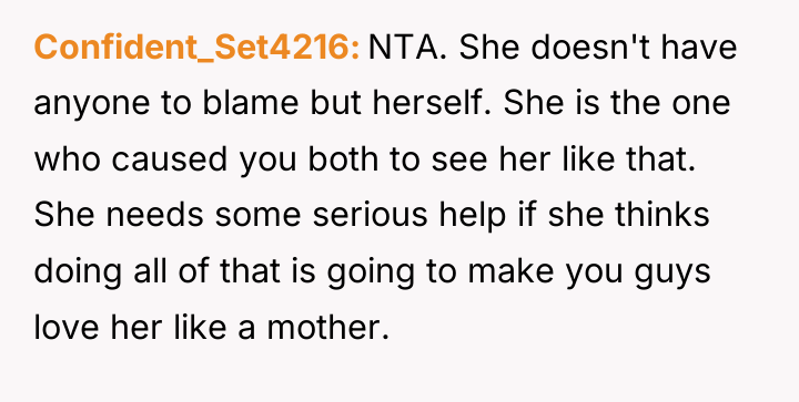 Confident_Set4216 NTA. She doesn't have anyone to blame but herself....