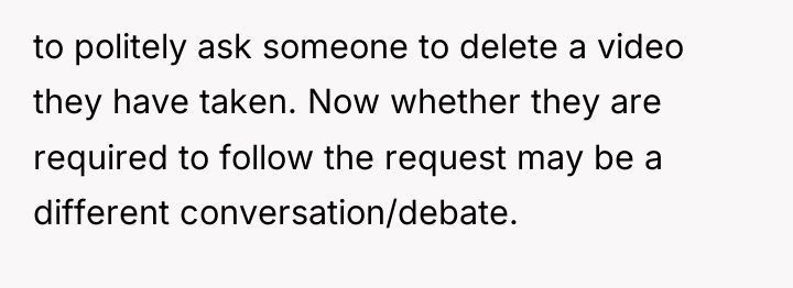 to politely ask someone to delete a video they have...