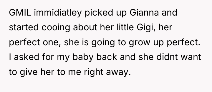 GMIL immidiatley picked up Gianna and started cooing about her...
