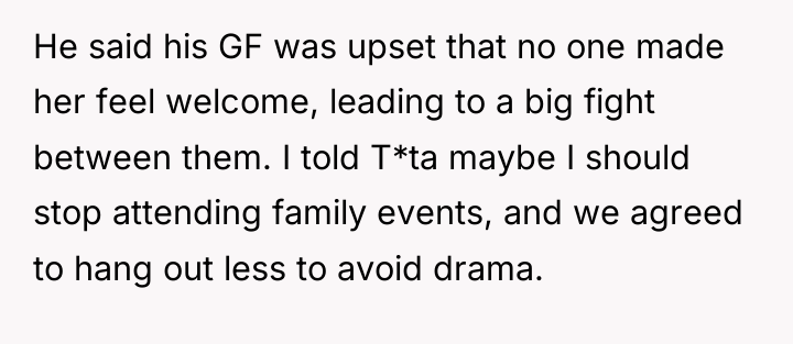 He said his GF was upset that no one made...