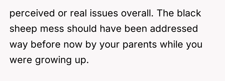 perceived or real issues overall. The black sheep mess should...