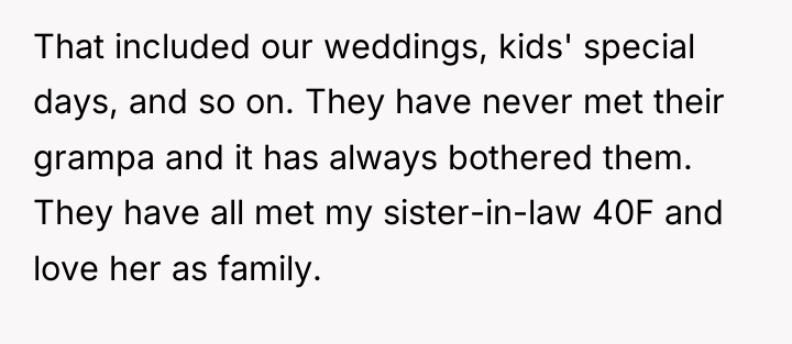 That included our weddings, kids' special days, and so on....