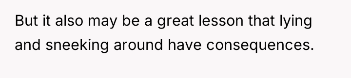 But it also may be a great lesson that lying...