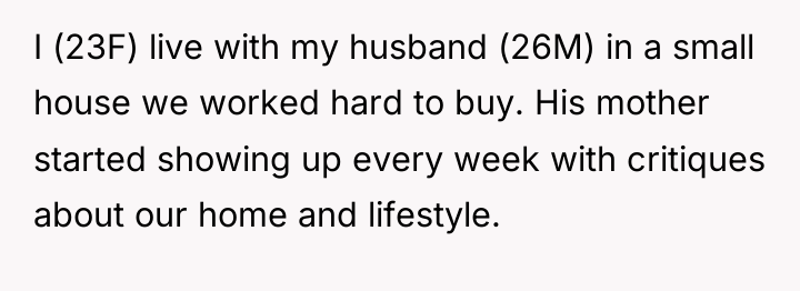 I (23F) live with my husband (26M) in a small...