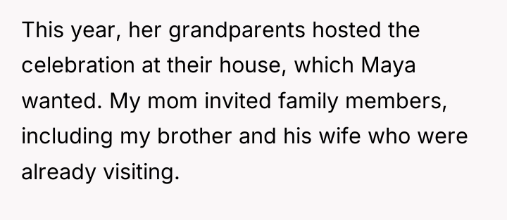 This year, her grandparents hosted the celebration at their house,...