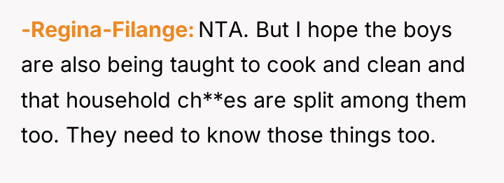 -Regina-Filange NTA. But I hope the boys are also being...