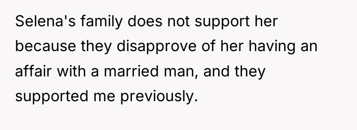 Selena's family does not support her because they disapprove of...