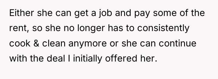 Either she can get a job and pay some of...