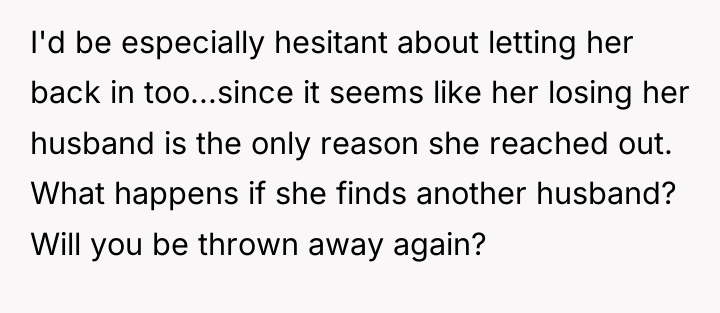 I'd be especially hesitant about letting her back in too...since...