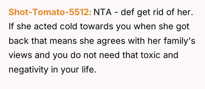 Shot-Tomato-5512 NTA - def get rid of her. If she...