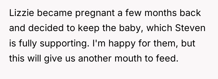 Lizzie became pregnant a few months back and decided to...