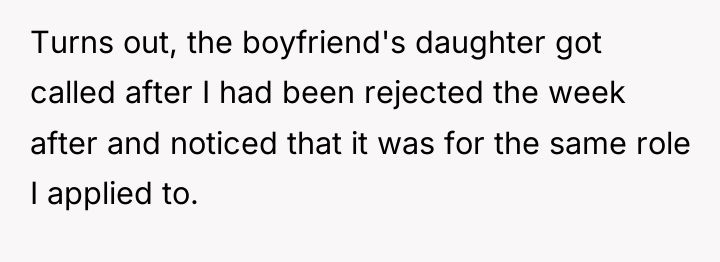 Turns out, the boyfriend's daughter got called after I had...