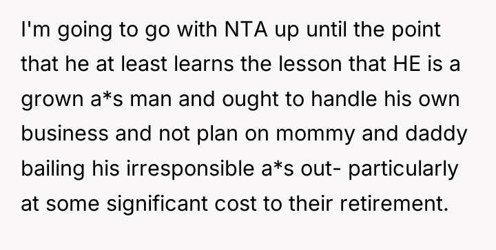 I'm going to go with NTA up until the point...