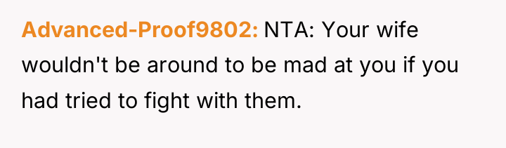 Advanced-Proof9802 NTA: Your wife wouldn't be around to be mad...
