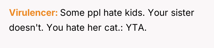 Virulencer Some ppl hate kids. Your sister doesn't. You hate...
