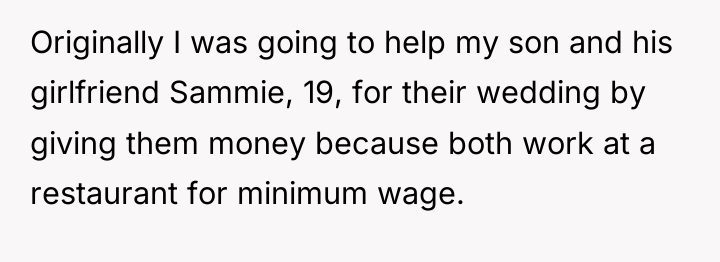 Originally I was going to help my son and his...