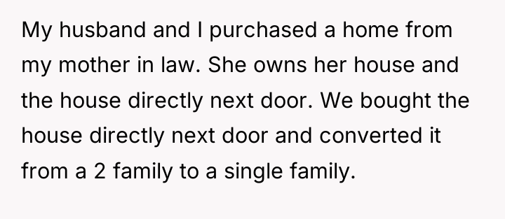 My husband and I purchased a home from my mother...