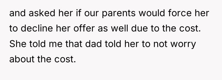 and asked her if our parents would force her to...